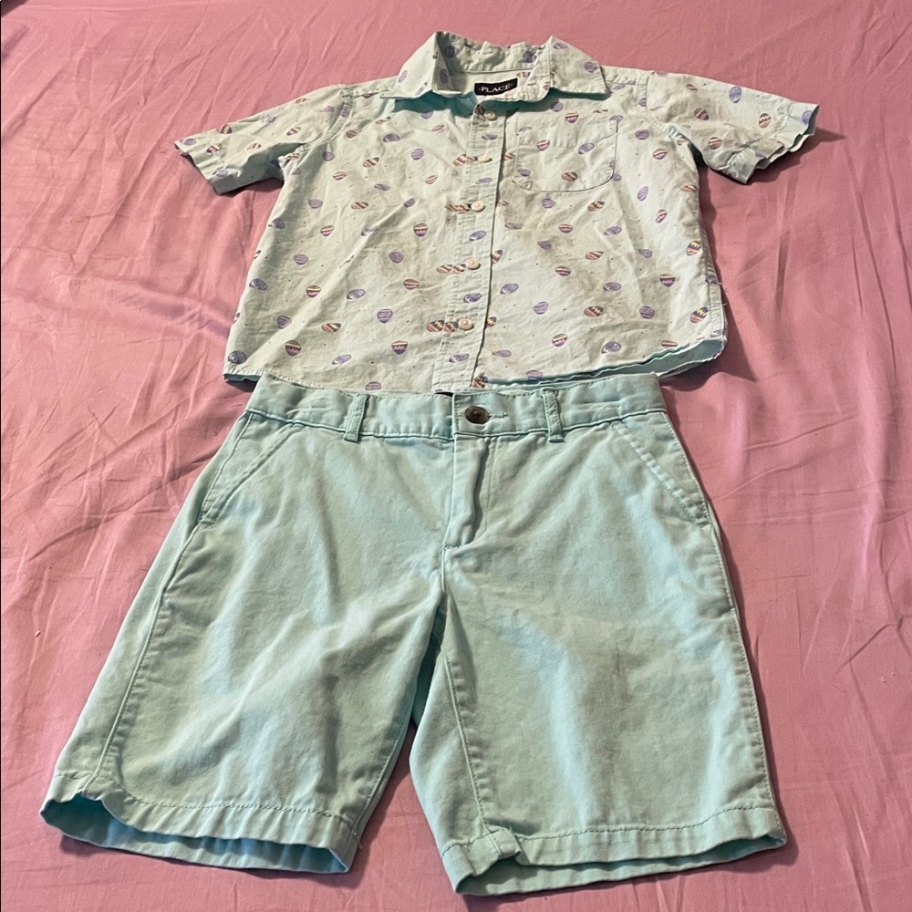Place Pastel Blue Patterned Short set.